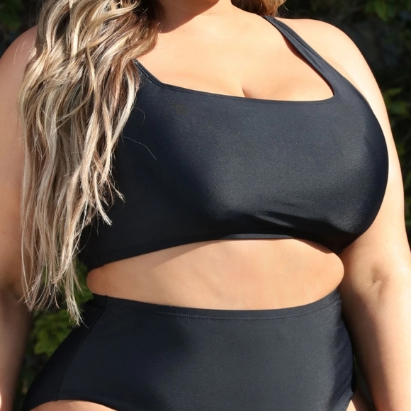 SET! Women's 2 PIECE Maui bikini tank top 1X, high-rise bikini bottom 2X BLACK - Picture 11 of 13